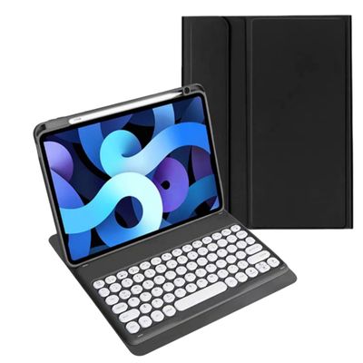 AnMengXinLing Keyboard Case for iPad mini (A17 Pro) 7th Generation 2024 / iPad mini 6th Gen 8.3 Inch with Pencil Holder, Cute Candy Color Round Key Magnetic Detachable Keyboard Case,Black