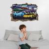 3D Cars Wall Stickers Removalble Break Through The Wall Stickers,Self-Adhesive Movie Racing Car Wall Decals, Kids Boys Bedroom Decorative Stickers (Car5) view 3