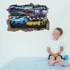3D Cars Wall Stickers Removalble Break Through The Wall Stickers,Self-Adhesive Movie Racing Car Wall Decals, Kids Boys Bedroom Decorative Stickers (Car5) view 4