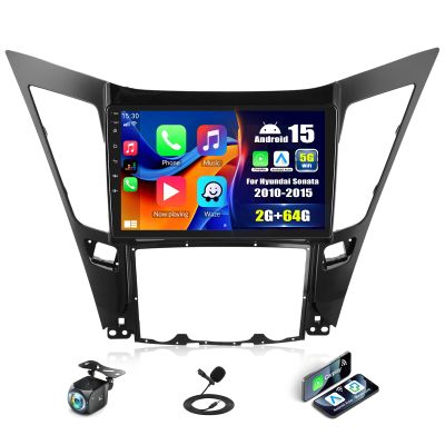 2G+64G Android 15 Car Stereo for Hyundai Sonata 2010-2015 with Wireless Carplay Android Auto,9 Touchscreen Hyundai Sonata Car Radio with Mirror Link WiFi/GPS Bluetooth FM/RDS SWC+AHD Rear Camera