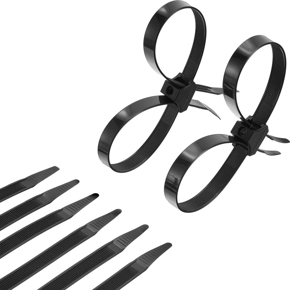 Boao 50 Pcs Zip Ties Cable Disposable Heavy Duty Tie Double Police Cuffs Flex Plastic Nylon Tie Restraints (Black,0.5 x 9.85 Inch)