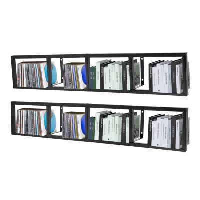 CD Storage Shelf, 34 Inch Media Storage Rack, Cube Storage Organizer Floating Shelf, Wall Mounted Video Games CD DVD Organizer Metal Shelf for Study, Bedroom,Office,Living room (2 Pcs, Black)