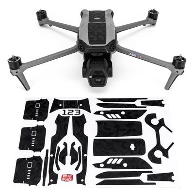 WRAPGRADE Skin Sticker for DJI Air 3S Accent Color Sticker (Black Bumpy Camo)