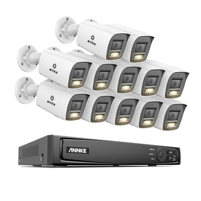 ANNKE 8MP Security Camera System, 16CH NVR Recorder with AI Human/Vehicle Detection, 12X 4K Bullet PoE Cams with Color Night Vision, 2-Way Talk, Compatible with Alexa, IP67 Weatherproof, NO HDD