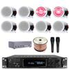 Home Audio System Kit - 7.2 Channel 1500W Bluetooth Amplifier w/ 8 Qty of 5.25" Ceiling Speakers 175W Each, 4-Ch Speaker Selector, 2 Qty of Mic, 250 ft Speaker Wire & Remote by Vaiyer view 1