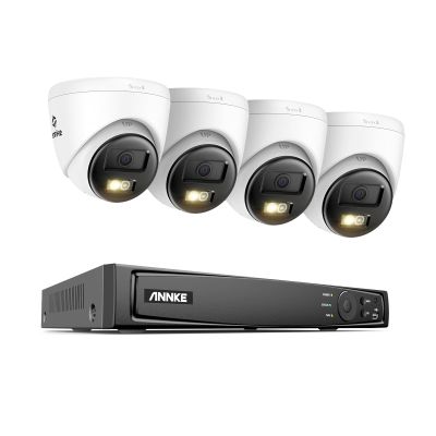 ANNKE 8MP Security Camera System, 16CH NVR Recorder with AI Human/Vehicle Detection, 4X 4K Turret PoE Cams with Color Night Vision, 2-Way Talk, Compatible with Alexa, IP67 Weatherproof, NO HDD