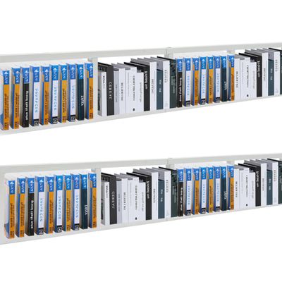 CD Storage Shelf, 34 Inch Media Storage Rack, Cube Storage Organizer Floating Shelf, Wall Mounted Video Games CD DVD Organizer Metal Shelf for Study, Bedroom,Office,Living room (2 Pcs, White)