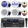 Vaiyer 1000W Bluetooth Home Theater Sound System Amplifier with 4 High-Power 8 In-Ceiling Framed Speakers, 100ft Wire, Mic & Remote Compact Audio Kit for Living Room, Office, Garage & Outdoor Use view 1