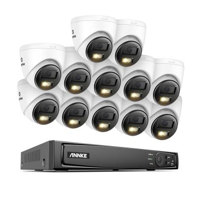 ANNKE 8MP Security Camera System, 16CH NVR Recorder with AI Human/Vehicle Detection, 12X 4K Turret PoE Cams with Color Night Vision, 2-Way Talk, Compatible with Alexa, IP67 Weatherproof, NO HDD