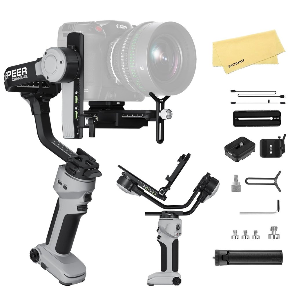 ZHIYUN CINEPEER Crane 4E 3-Axis Camera Gimbal Stabilizer for Canon/Sony/Panasonic/Nikon,Extendable Sling Grip Native Vertical Shooting Handheld Camera Gimbal