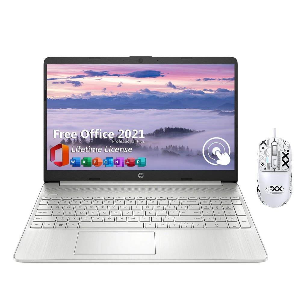 HP Newest Laptop 15.6 inch Touchscreen, Intel i3-1215U Processor, 32 GB DDR4 RAM, 1 TB SSD, Computer for Home Business Students, Silver, with Windows 11 Pro + Office Pro + Patented Mouse