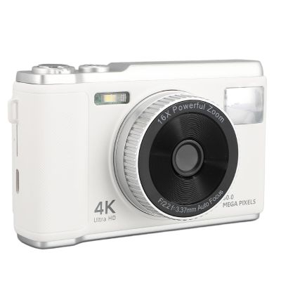 GOWENIC 4K Digital Camera, 50MP HD Image, 2.8inch Screen, 16X Digital Zoom, Anti Shake, Autofocus 4K Vlogging Camera with Flashlight for Teens Adult Beginner (White)