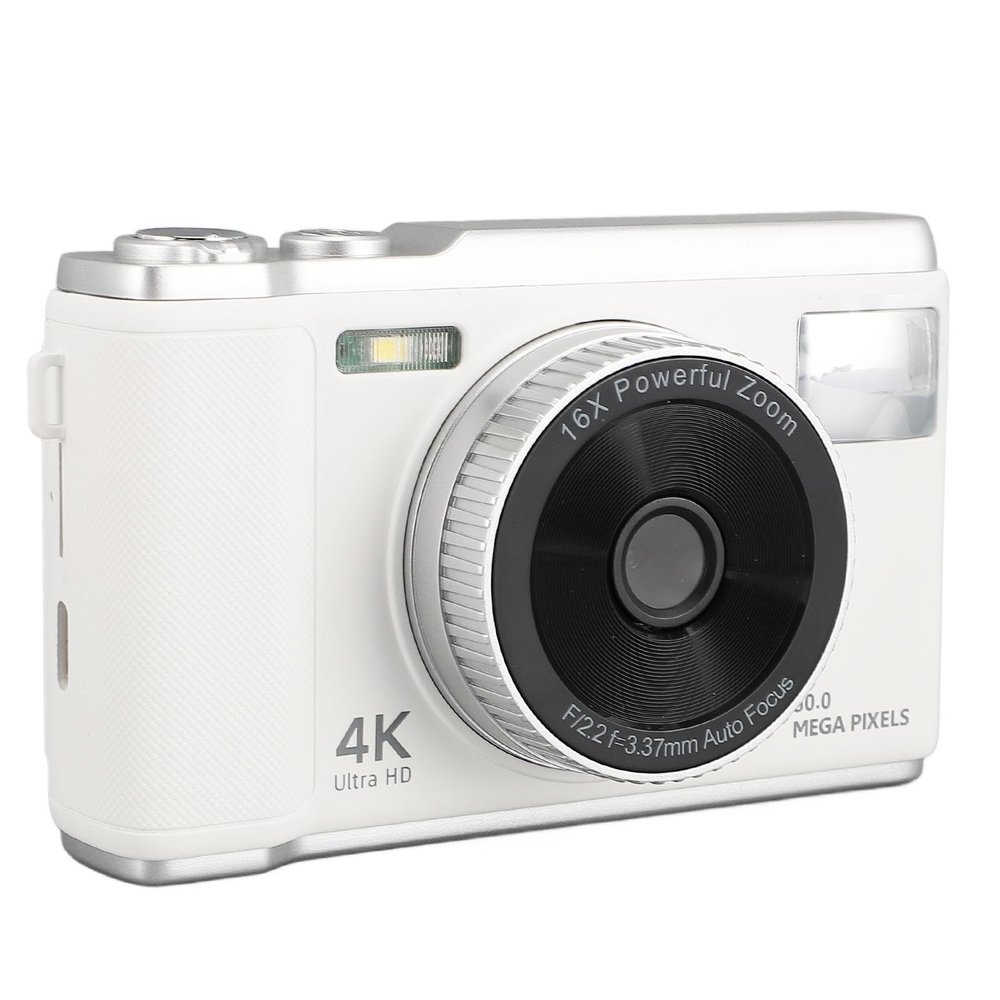 GOWENIC 4K Digital Camera, 50MP HD Image, 2.8inch Screen, 16X Digital Zoom, Anti Shake, Autofocus 4K Vlogging Camera with Flashlight for Teens Adult Beginner (White)