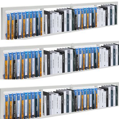 CD Storage Shelf, 34 Inch Media Storage Rack, Cube Storage Organizer Floating Shelf, Wall Mounted Video Games CD DVD Organizer Metal Shelf for Study, Bedroom,Office,Living room (3 Pcs, White)