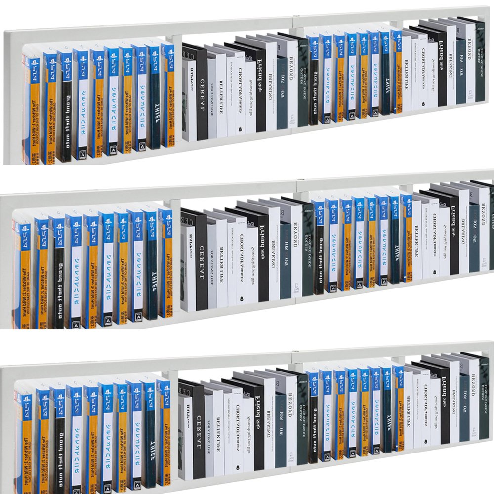 CD Storage Shelf, 34 Inch Media Storage Rack, Cube Storage Organizer Floating Shelf, Wall Mounted Video Games CD DVD Organizer Metal Shelf for Study, Bedroom,Office,Living room (3 Pcs, White)