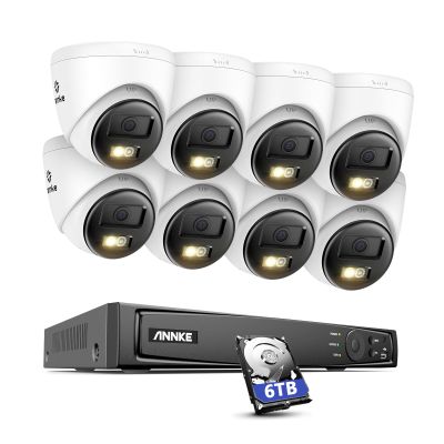 ANNKE 8MP Security Camera System, 16CH NVR Recorder with AI Human/Vehicle Detection, 8X 4K Turret PoE Cams with Color Night Vision, 2-Way Talk, Compatible with Alexa, IP67 Weatherproof, 6TB HDD