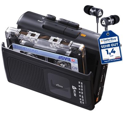 KLIM K8 Cassette Tape Player Portable + Cassette Recorder + NEW + AM/FM Walkman Cassette Player + Built-in Microphone & Speaker + Headphone Jack & Earphones