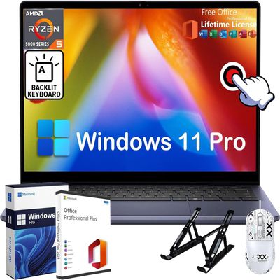 Dell Inspiron 2-in-1 Business Laptop - with Microsoft Office Lifetime License, 14" FHD + Touchscreen Convertible | AMD Ryzen 5 8640HS (6-core) | 64GB DDR5 RAM | 1TB SSD | Backlit KB | Windows 11 Pro
