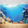 10x6.5ft Under The Sea Backdrop Underwater World Fish Coral Reef Photography Background Under The Sea Theme Kids Birthday Baby Shower Party Decorations Wallpaper Photo Studio Props view 1