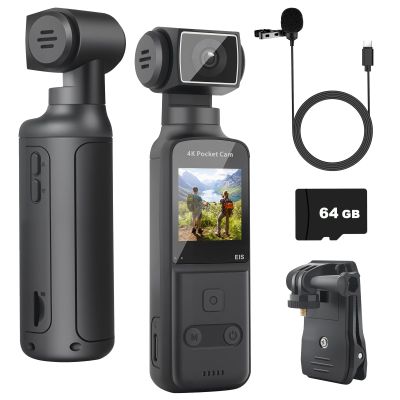 ZOMFOM Vlogging Camera 4K, Mini Pocket Body Cam with 64GB Card
