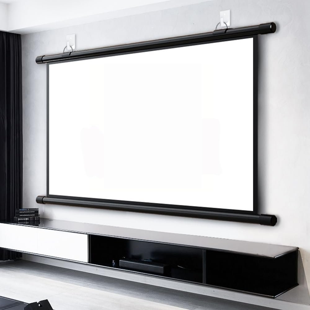 JKSTDPV Outdoor Projector Screen Pull Down Manual Movie Screen Home Theater Projection Screen 4:3 16:9 Format, 30 40 50 60 72inch(60inch 4:3)