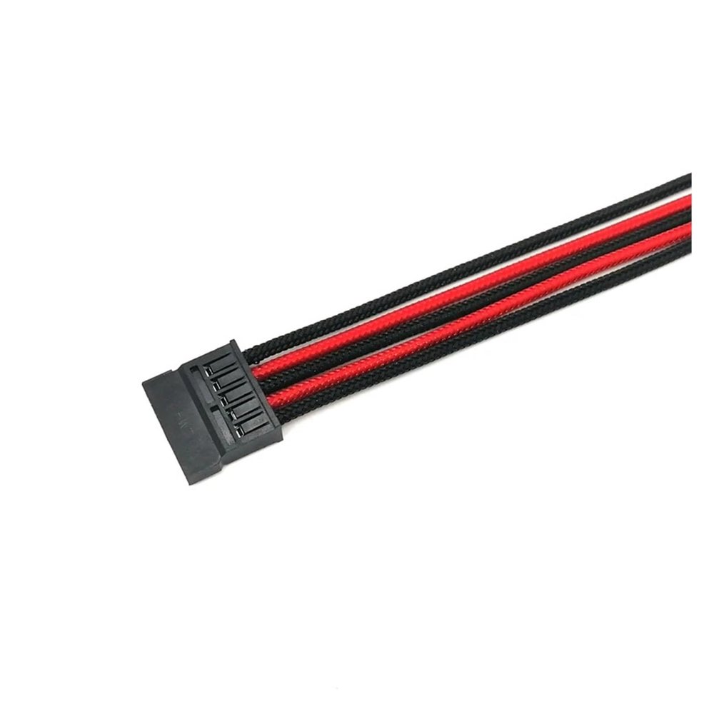 Chunsu Single Sleeved 6Pin to SATA Power Cable 18AWG for Type 4(30cm,Black-Red)