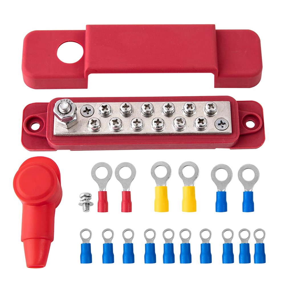 12 Power Distribution Block Bus With Covers And Lock Washer 180 Amps Rating Solar Wiring Distribution Block