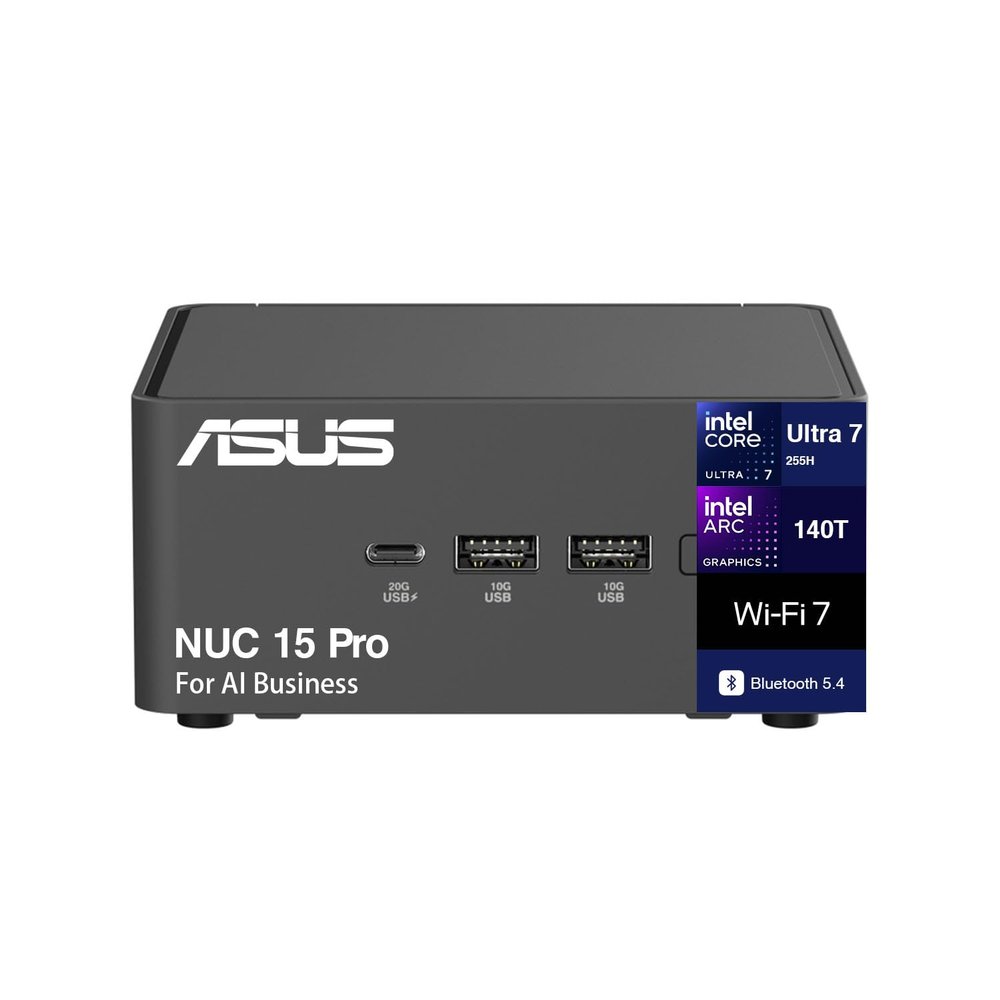 ASUS NUC 15 Pro AI Business Mini Desktop (Intel Ultra 7-255H, Intel Arc 140T, 32GB DDR5, 1TB PCIe SSD, WiFi 7, 2 Thunderbolt 4, Bluetooth 5.4, Toolless Chassis Access, 2 HDMI, RJ-45, Win 11 Pro)