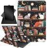 Case for 6.8" Kindle Paperwhite (11th Generation-2021) and Kindle Paperwhite Signature Edition,360 Degree Rotating Stand Smart Protective Case for Kindle Paperwhite 2021,Cat and Bookshelf 0 view 1