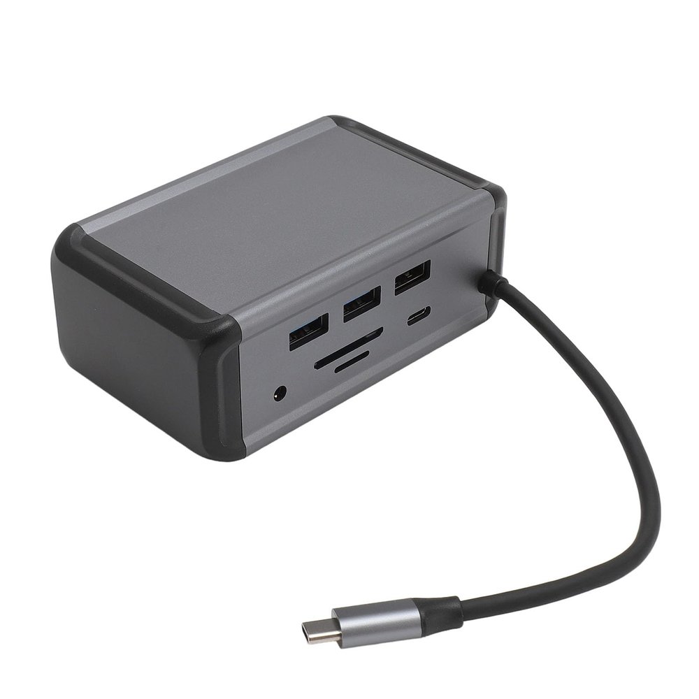 12 in 1 USB C Hub Aluminum Alloy VGA PD RJ45 USB3.0 Type C Docking Station for Laptop Computer