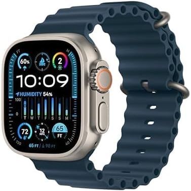 Apple Watch Ultra 2 [GPS + Cellular, 49mm] - Titanium Case with Blue Ocean Band, One Size (Renewed Premium)