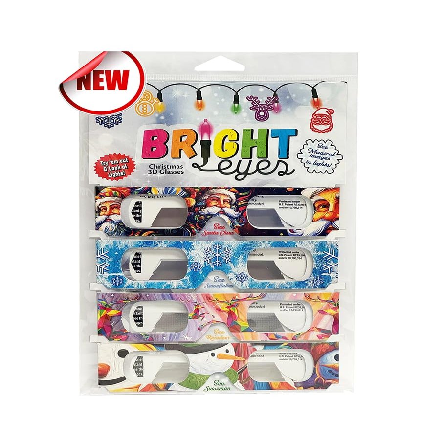 HolidayEyes(R) 4 pair Ideal Gift Pack - 3D Christmas Glasses - 'Bright Eyes' - New for 2025