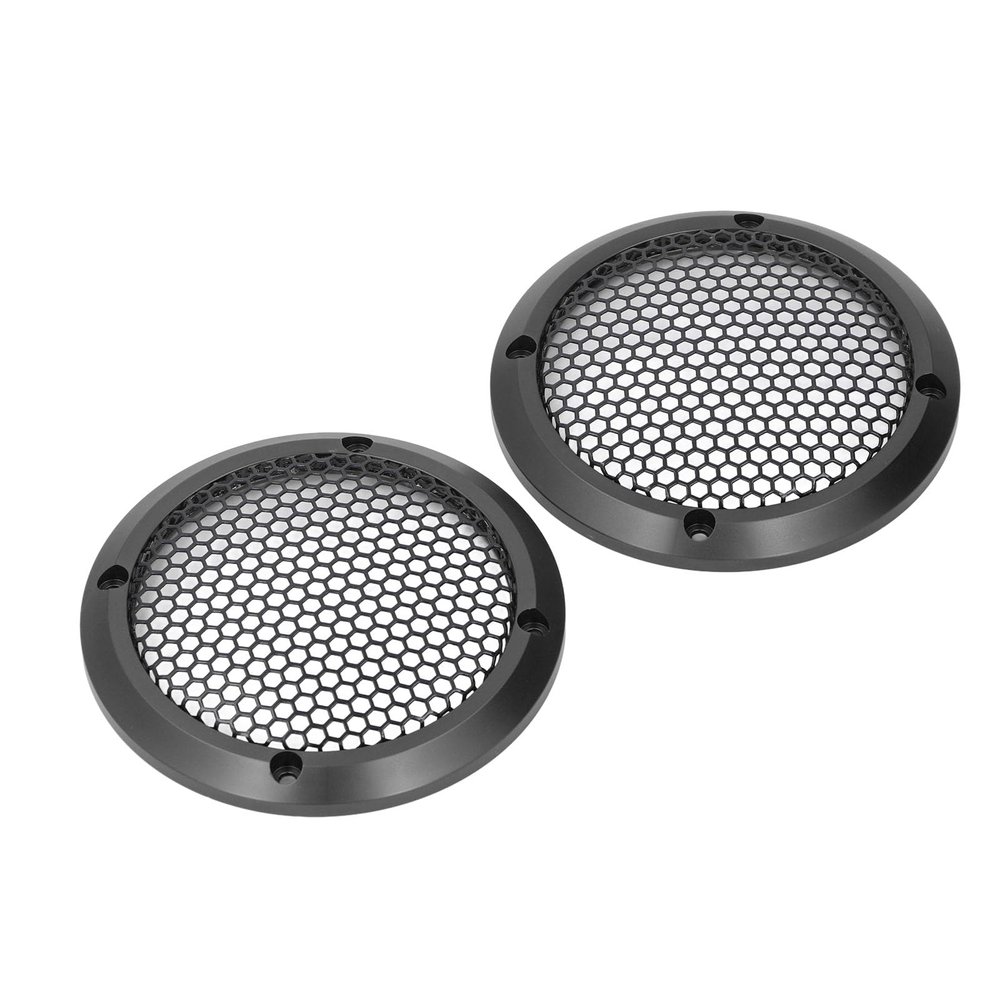 2Pcs 3.8in Universal Car Speaker Grills, Round Speaker Grill Mesh for Speaker Mounting & Home Audio, Car Speaker Cover with 8Pcs Screws (Black)