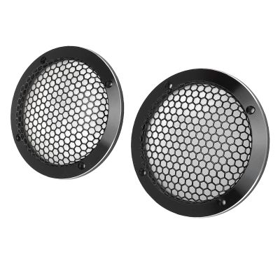 2Pcs 3.62in Universal Car Speaker Grills, Metal Round Speaker Grill Mesh for Speaker Mounting & Home Audio, Car Speaker Cover with 8Pcs Screws (Black)