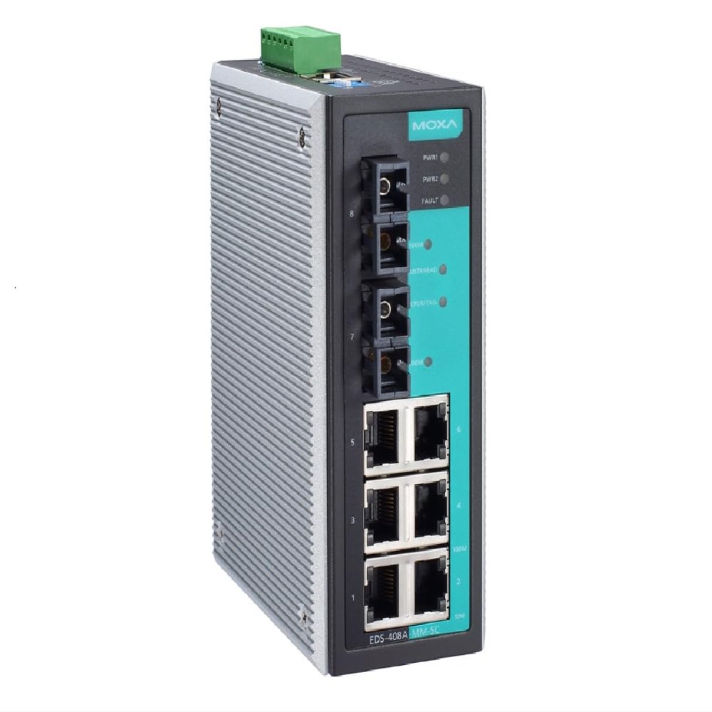 EDS-408A-MM-SC-T ethernet - 8-Port Entry-Level Managed Ethernet Switch, 6 10/100BaseT(X) 2 100BaseFX Multi-Mode Ports, SC connectors, -40 to 75C