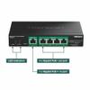 TRENDnet 5-Port Gigabit PoE++ Powered Managed Switch with PoE Passthrough, TPE-B541, 1 x Gigabit PoE++ Input, 4 x Gigabit PoE+ Output, 60W PoE Budget, NDAA TAA Compliant, Lifetime Protection view 3