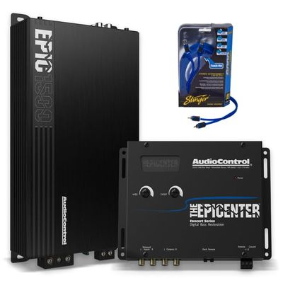 AudioControl EPICENTER Bass Bundle - EPICENTER Bass Restoration Processor (Black) + EPIC1500 Monoblock 1500W Car Audio Subwoofer Amplifier + Stinger 2-Channel 3 FT 6000 Series RCA Interconnect Cable