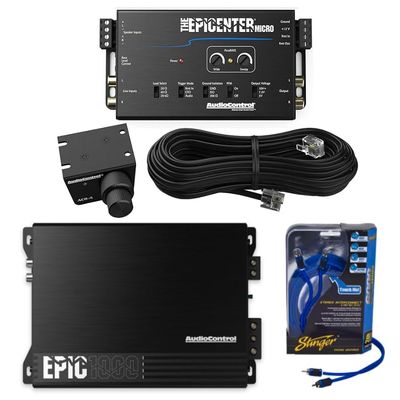 AudioControl EPICENTER Bass Bundle - EPICENTER Micro Bass Restoration Processor + EPIC1000 Monoblock 1000W Car Audio Subwoofer Amplifier + Stinger 2-Channel 3 FT 6000 Series RCA Interconnect Cable