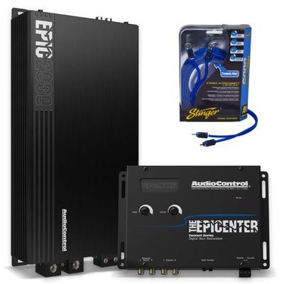 AudioControl EPICENTER Bass Bundle - EPICENTER Bass Restoration Processor (Black) + EPIC2000 Monoblock 2000W Car Audio Subwoofer Amplifier + Stinger 2-Channel 3 FT 6000 Series RCA Interconnect Cable