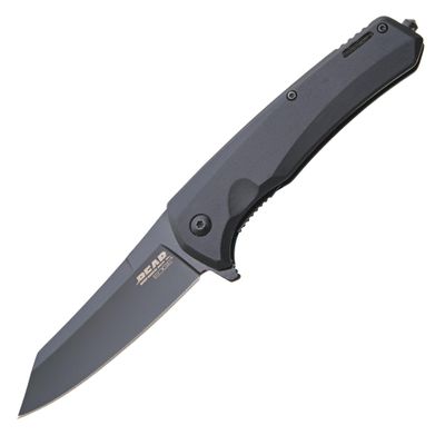 Bear Edge 61127 USA-Made 3.5" Reverse Tanto EDC Flipper Knife  440 Stainless Folding Pocket Knife w/Ball-Bearing Pivot, Aluminum Handle, Liner Lock & Reversible Pocket Clip  Everyday Carry Utility