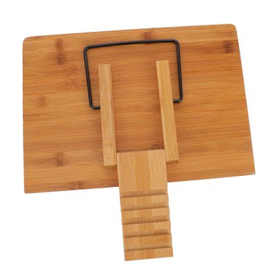 HOMSFOU Stable Laptop Desk Stand Bamboo Tablet Storage Rack Portable Notebook Computer Holder for Home Office School