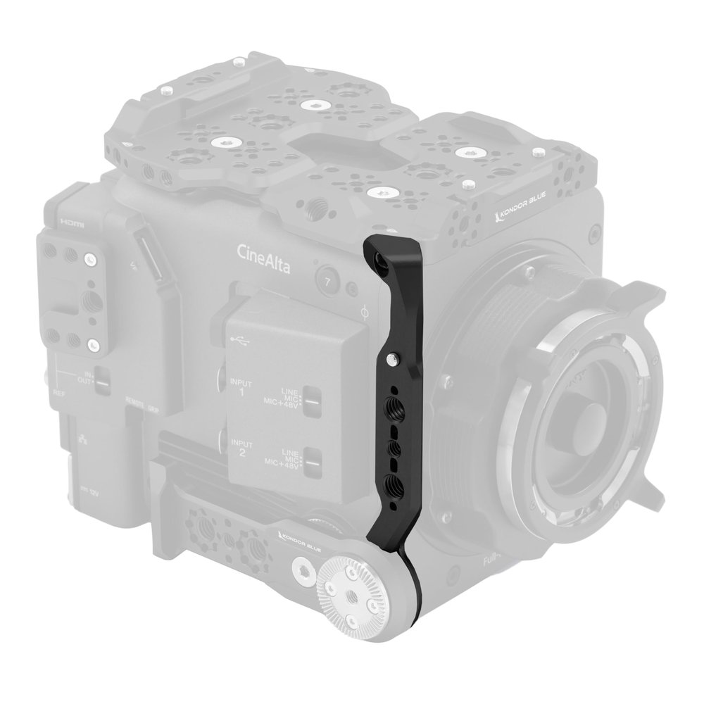 KONDOR BLUE | Side NATO Rail Compatible with Sony Burano | Multiple Mounting Options, NATO Rail with a Spring-Loaded Safety pin, & neatly converges into a 60-Tooth ARRI-Style Rosette | Raven Black
