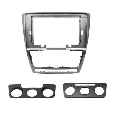 Car Radio Frame 10.1Inch 2 Din Fascia Compatible with Octavia 2007-2014 Audio Stereo Panel Mounting Installation Dash Kit TrimAdapter(Silver)