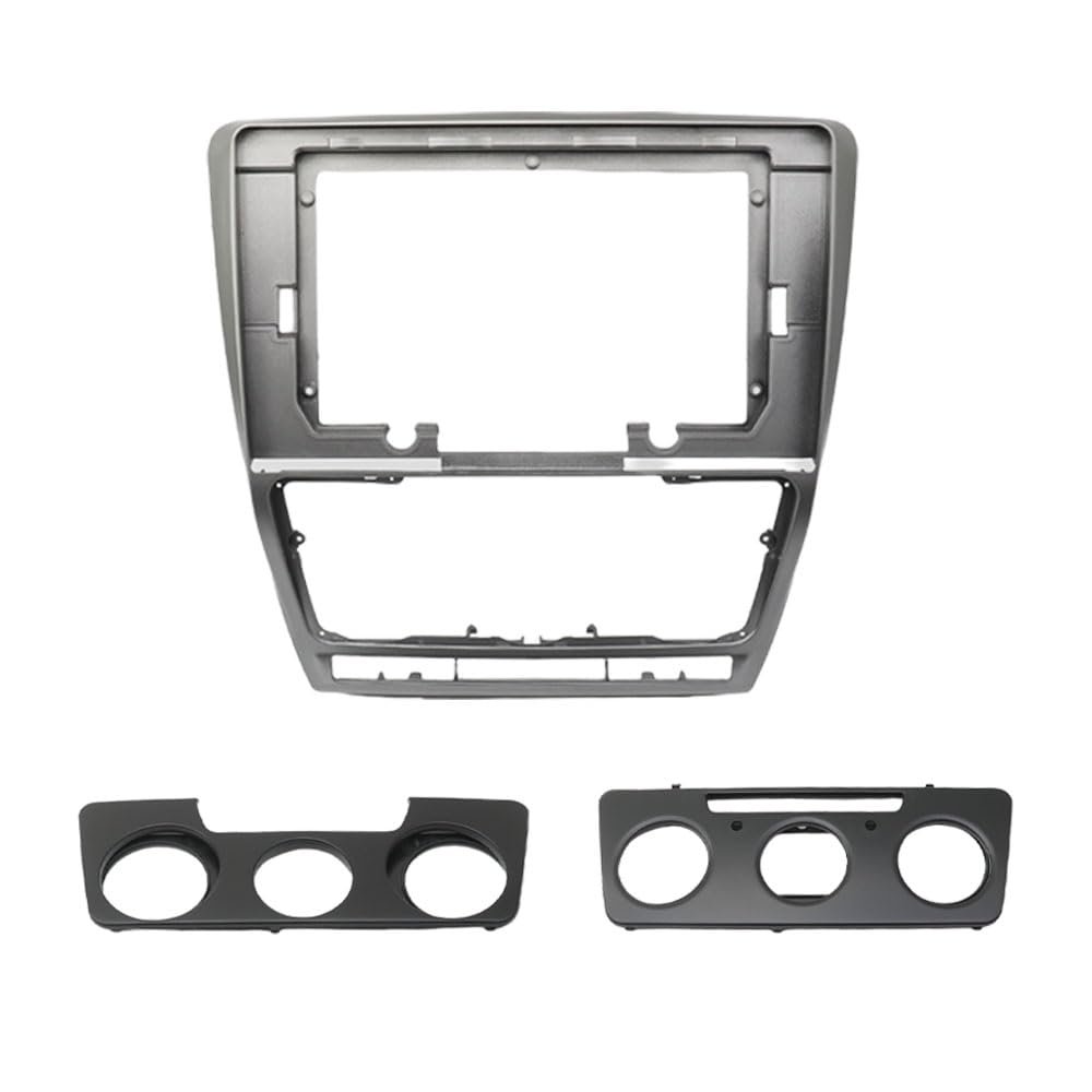Car Radio Frame 10.1Inch 2 Din Fascia Compatible with Octavia 2007-2014 Audio Stereo Panel Mounting Installation Dash Kit TrimAdapter(Silver)