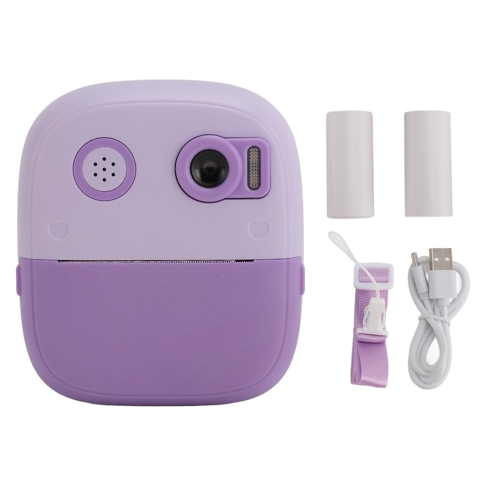 Instant Print Camera for Kids 2.4 Inch IPS HD Screen 1080P Dual Lens 8X Digital Zoom Autofocus Instant Camera Toy for Girls Boys Birthday Gift (Purple)