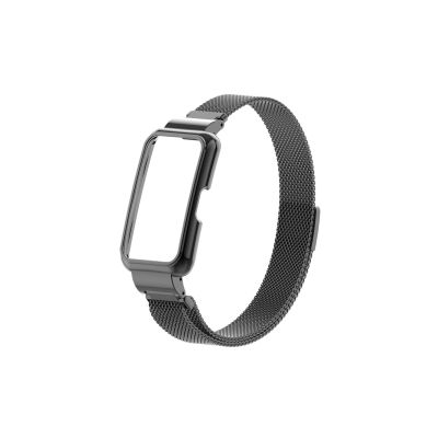 AMYEH Milan Strap fit For Huawei Band 9 8 7 With Metal Protector Case Bumper Loop Bracelet For Huawei Band 9 8 Watch(Black,For Huawei Band9)