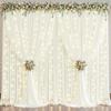 10x10ft Cream White Backdrop Curtains with Lights String for Parties Wedding Wrinkle Free Curtains Soft Fabric Photo Drapes for Birthday Baby Shower Party Background Decorations 5x10ft, 2 Panels view 1