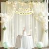 10x10ft Cream White Backdrop Curtains with Lights String for Parties Wedding Wrinkle Free Curtains Soft Fabric Photo Drapes for Birthday Baby Shower Party Background Decorations 5x10ft, 2 Panels view 3