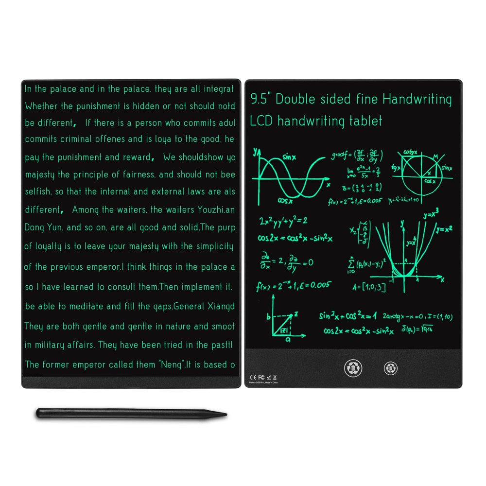 LCD Writing Tablet, 9.5in Double Display Erasable Reusable Electronic Drawing Pads