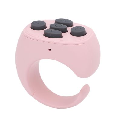 Remote Scrolling Ring for TikTok, 5 Buttons Bluetooth Page Turner with Charging Case, Camera Remote Control for Android Phones Tablets (Pink)